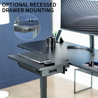 VIVO Clamp-on 6 x 9 inch (11 Including Clamps) Desk Extender, Wrist Support, Armrest Tray, Table Mount for Sit Stand Desks, Black, DESK-EXT09