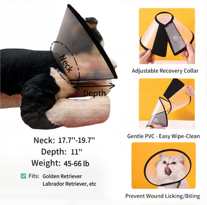 Lonsenbao 10 Pcs Surgery Recovery Kit for Dogs –Adjustable Dog Cone & Fluffy Dog Blanket (40''x60'') – Get Well Soon –Cleaning Wipes,Calming Toy, Bandages & Mesh Bag –Sympathy Gift for Pet (Blue-XL)