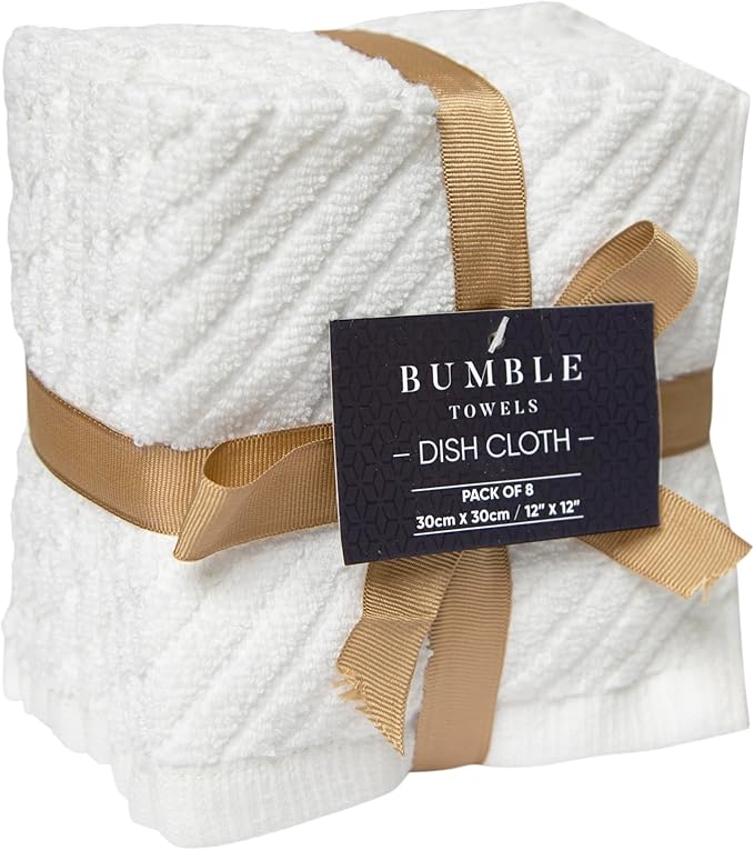 Bumble Towels Premium Kitchen Dish Cloths | 8 Pack | Diagonal Deluxe Dish Cloth