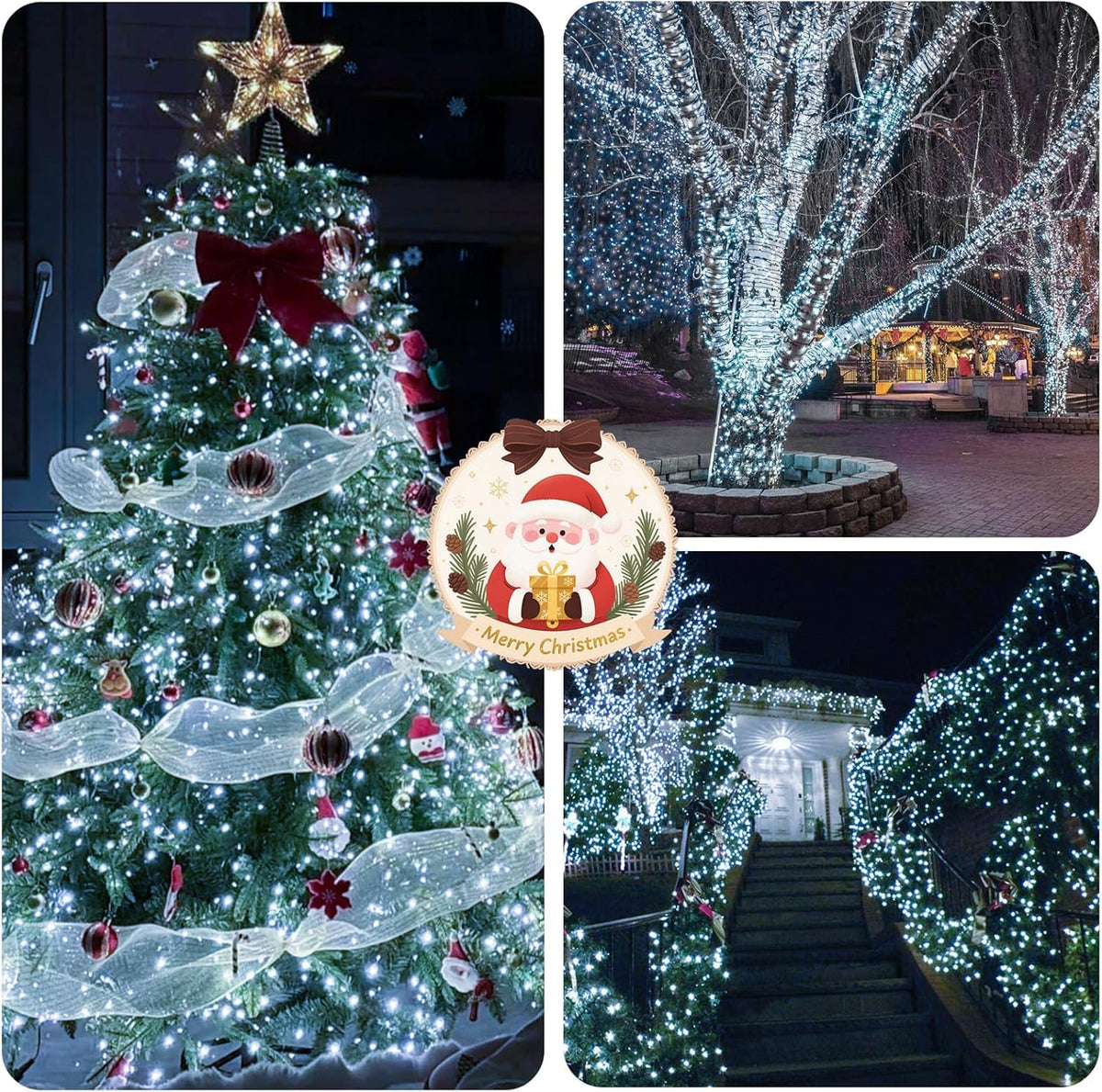 Connectable 240LED 88Ft 13Modes Christmas Lights Outdoor Indoor | Extendable Green Wire Christmas String Lights with Timer | Twinkle Fairy Light Plug in for Xmas Tree Garden Decor Party (Cool White)