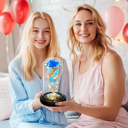 Childom Valentines Day Rose Gifts for Her,Birthday Gifts for Women Mom Mothers Day,Flowers for Delivery Prime,Blue Light Up Rose in A Glass Dome,Anniversary Valentines Rose Gift for Wife Daughter