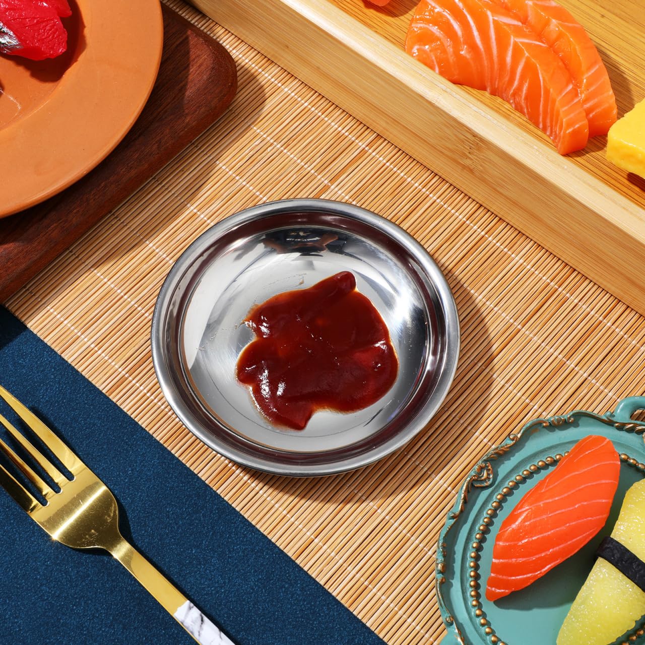 Sosoport 10Pcs Stainless Steel Small Plates 3.93 Inch Round Sauce Dishes for Condiments Mustard Appetizer Bowls Ideal for Home Kitchen Dining Entertaining