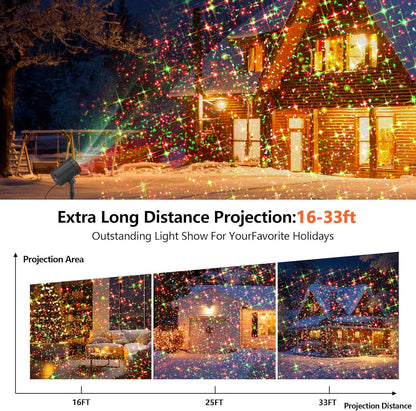 Christmas Projector Lights Outdoor, BLOFUN Red and Green Starlight Projection Light, 3 Modes with Remote Control, Halloween, Christmas, Party, New Year Decoration Waterproof and Frostproof