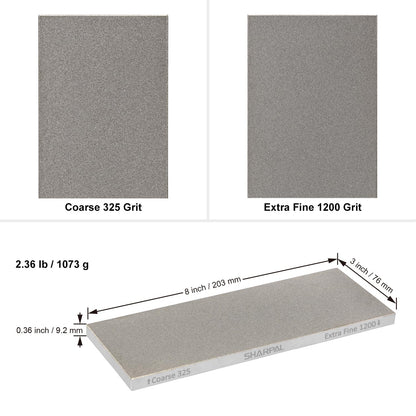 SHARPAL 162N Diamond Whetstone Knife Sharpener with Storage Base | 2 Side Grit Coarse 325 / Extra Fine 1200 | Diamond Sharpening Stone | Non-Slip Base & Angle Guide (203 x 76mm / 8 x 3 Inch)