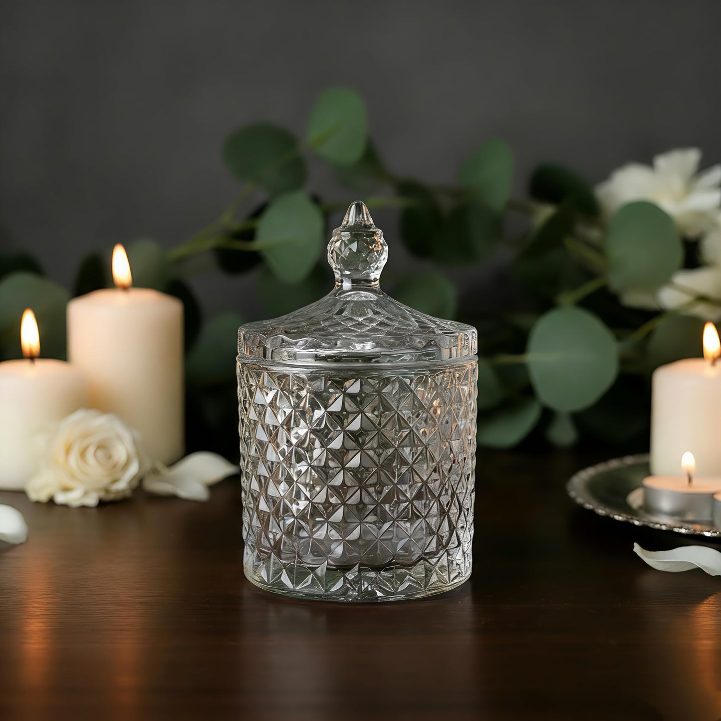 YIUTOYILY 2 Pack Glass Votive Candle Holders with Lids, Clear Glass Candle Holders Bulk for Table Centerpiece Wedding Home Decor (3.35'' x 3.15'')
