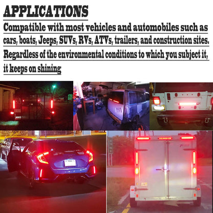 2 Pack 10" 15 LED Trailer Identification Light 9 to 30-volt, LED Stop Turn Tail Light Assembly Third Brake Bar Strip Truck Rear Marker Light IP67 Waterproof for Heavy Duty Marine Boats Trucks Pickups