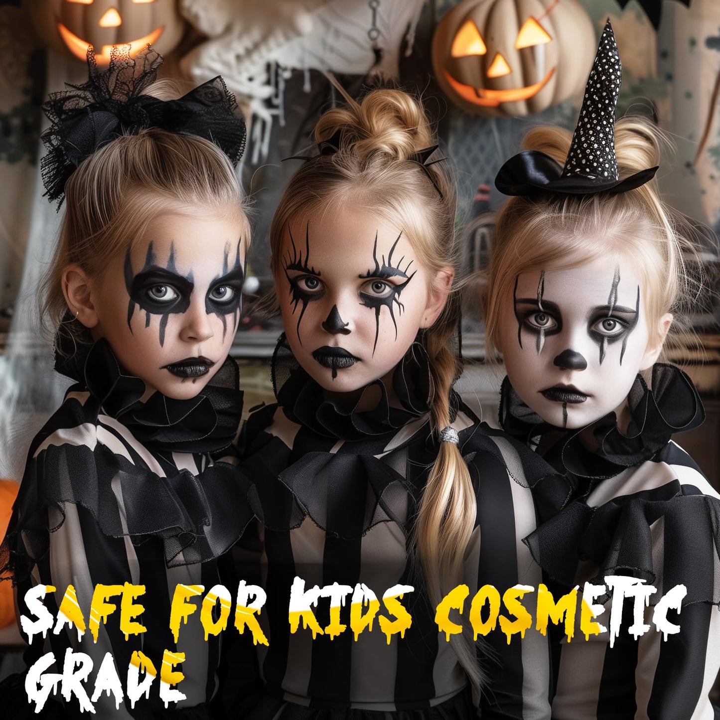 nsxsu Halloween Makeup Kit, White + Black Face Paint 110g(3.9oz ), Face Painting Kit for Kids and Adults, Body Paint Kit with Brushes for Halloween SFX Makeup Cosplay Skull Clown Art Theater