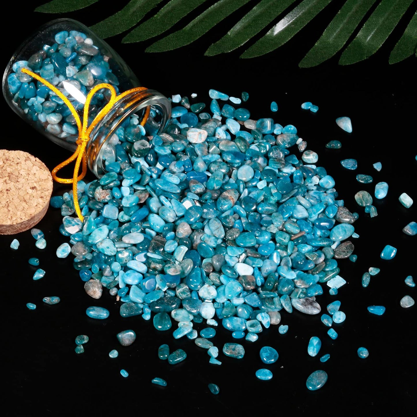 mookaitedecor 1 Pound Blue Apatite Chip Stones Crushed Crystal, Polished Rocks for Crafts, Art, Jewelry Making and Decorative Stone