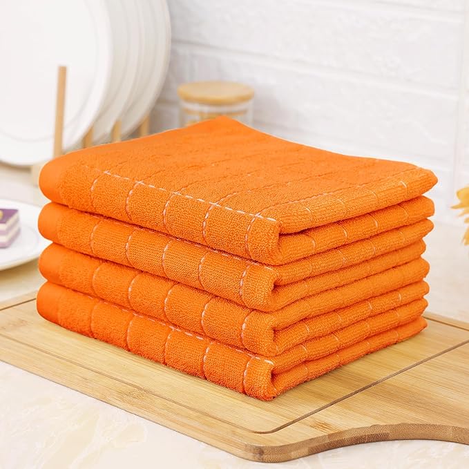 Homaxy 100% Cotton Terry Kitchen Towels, Checkered Designed, Soft and Super