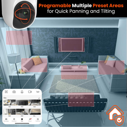 MobiCam PRO Home Monitoring Camera Single: Full HD, Pan & Tilt, Color Night Vision, Motion Tracking, Temp & Humidity Readings. Supports Cloud & SD Storage, Smart App Compatible