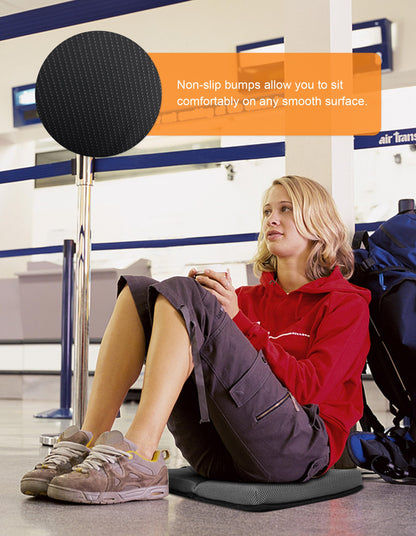 FASTMOMENT Airplane Seat Cushion Portable Travel Cushion for Comfort Foldable Stadium Pad with Breathable Fabric Seat Pad Perfect for Long Flights, Office, Camping, Bleacher (Standard Size - 15.7'')