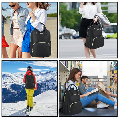 Z-MGKISS Laptop Backpack Women, 15.6 Inch Casual Daypack, Lightweight Stylish Rucksack for Travel Business College, Gifts for Ladies Teacher Nurse, Black