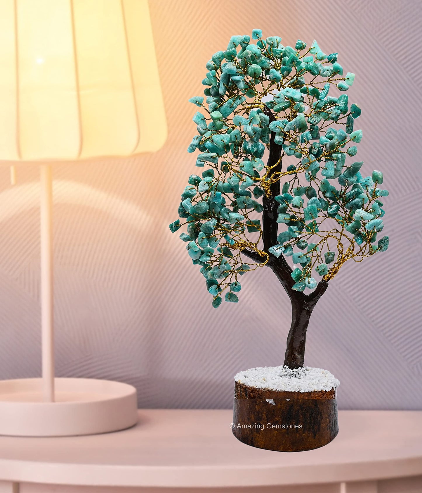 Amazonite Natural Healing Premium Crystal Bonsai Feng Shui Fortune Money Tree of Life for Home Office Decor (Gift Box Ready) (10-12 Inch)