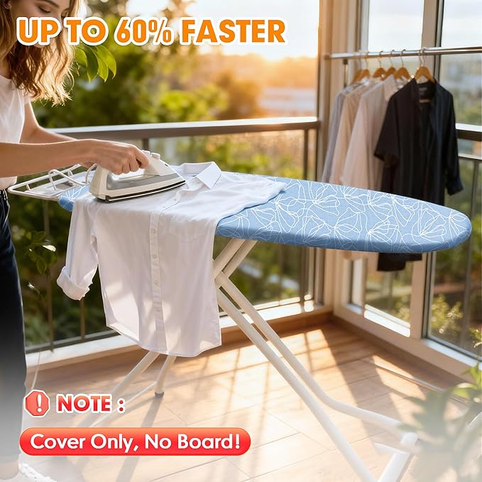 Ironing Board Cover and Pad, 18x49 Extra Wide Thick Iron Padding, Scorch &