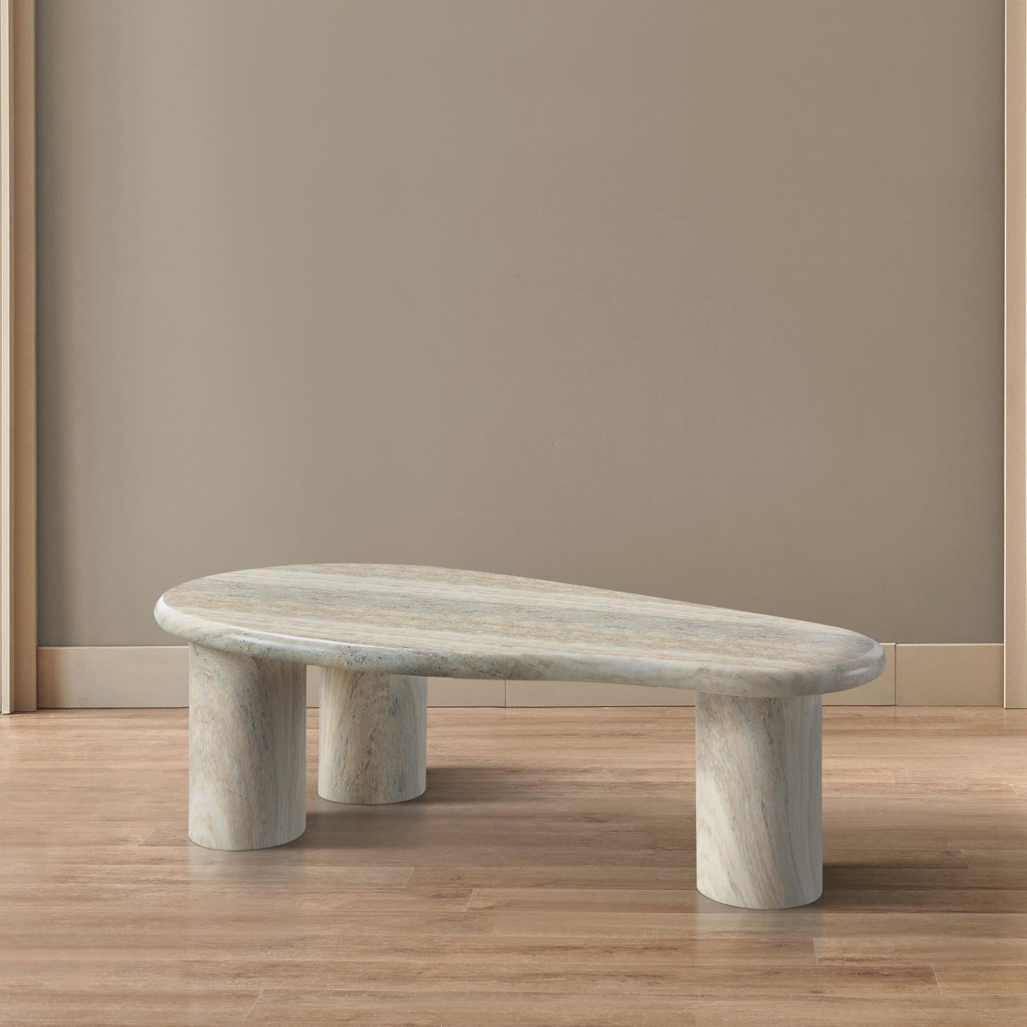 Meridian Furniture 99095Travertine-Ct Sassari Collection Art Deco Indoor/Outdoor Concrete Coffee Table in Travertine Finish, 47.5" W X 24" D X 16" H, Travertine
