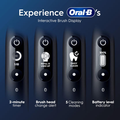 Oral-B iO6 Electric Toothbrushes For Adults, 1 Toothbrush Head, 5 Modes with Teeth Whitening, UK 2 Pin Plug, Black Lava, Travel Case Colour May Vary