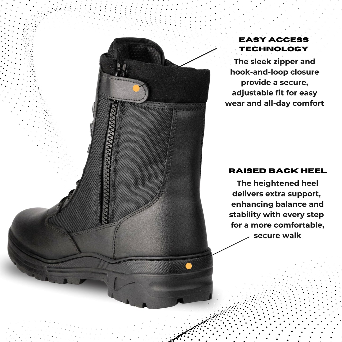 Savage Island Leather Side Zip & Lace Up Army Tactical Combat Boots Black for Work, Security, Motorcycle, Cadet