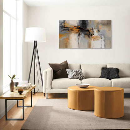 Abstract Wall Art - Large Canvas Wall Art for Living Room, Bedroom, Office - Framed Modern Wall Decor in Gray and Yellow - Artwork Paintings & Pictures