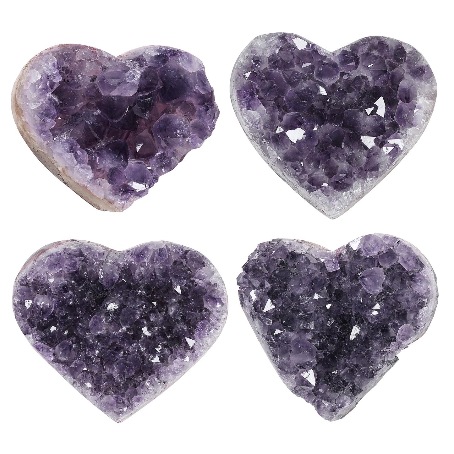 rockcloud Natural Amethyst Heart Crystal Cluster, Reiki Crystal Palm Geode Stone Specimen for Positive Energy, 0.44-0.66 lb