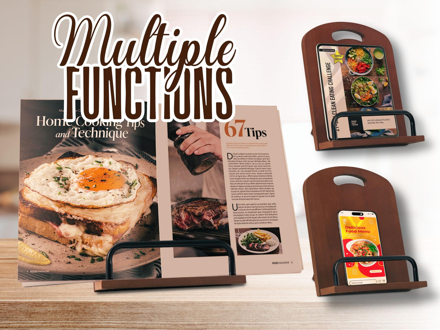 InnoBeta Gifts for Pizza Making Lovers, Cookbook Stand for Kitchen Counter, Perfect Gifts for Pizza Lovers on Birthday, Adjustable Tablet Recipe Book Holder, Unique Kitchen & Cooking Decor