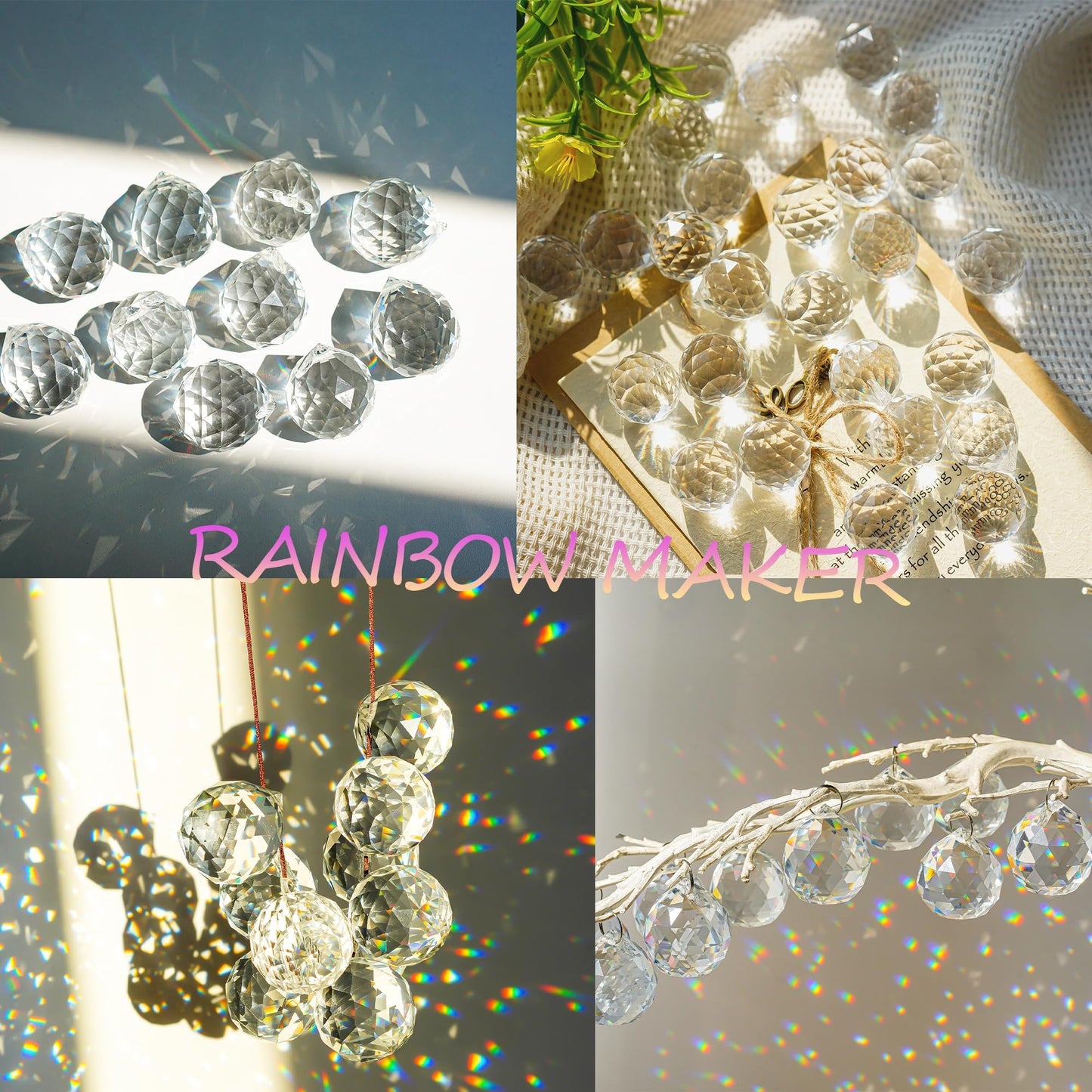 LOULIQIGIFT 10Pcs 40mm Clear Crystal Ball Prisms Hanging Crystals Pendants with 2026 Star Charms for Wedding, Windows, Chandelier, Mothers Day Decorations