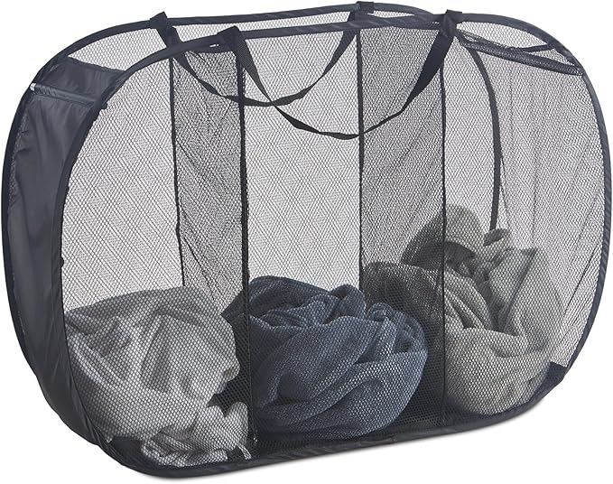 Seiritex Mesh Popup Laundry Hamper 3 Compartment Sortable Horizontal