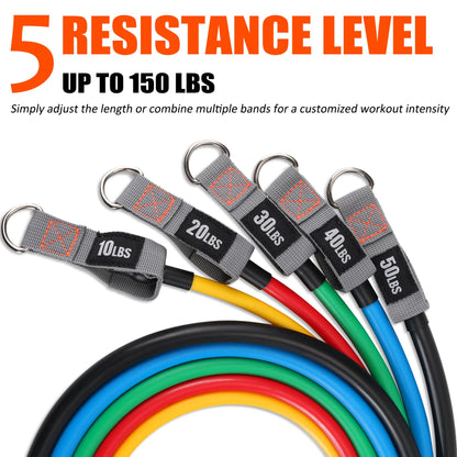 Resistance Bands with Handles for Working Out Women and Men, Exercise Bands with Door Anchor, Stretch Bands for Home Workouts, Simple Guide Included