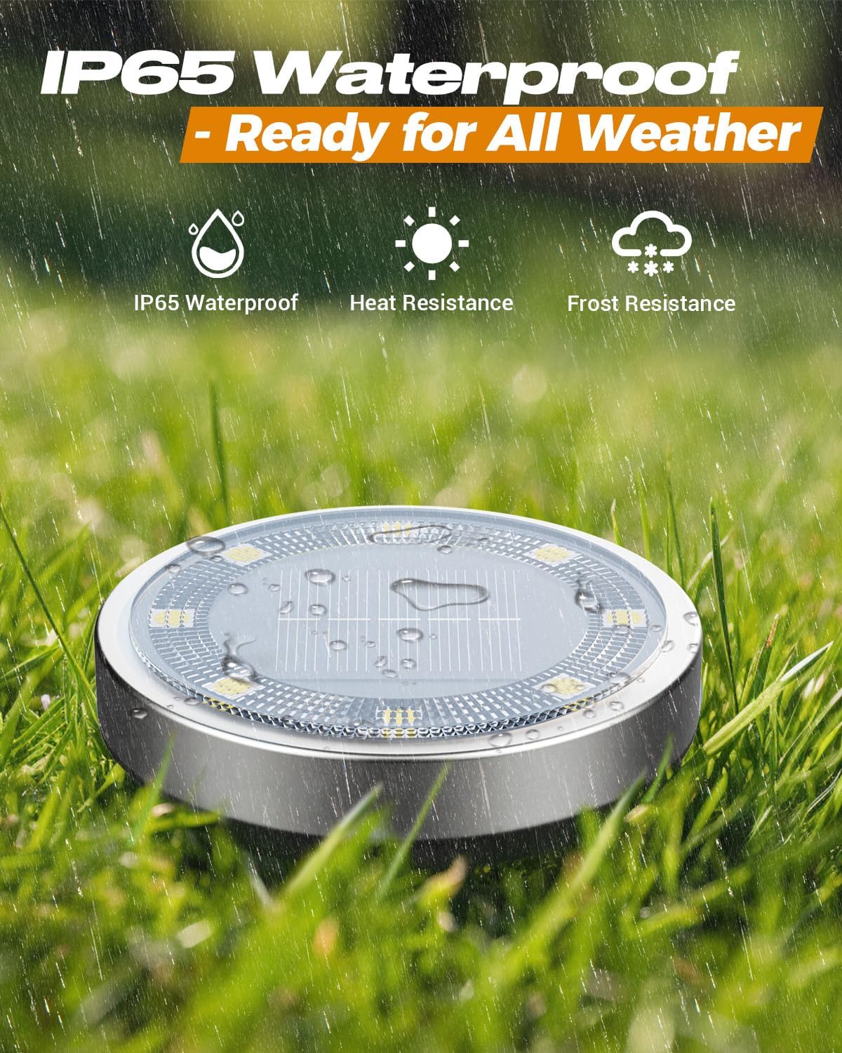 btfarm Solar Lights Outdoor Garden, 10 Pack Solar Ground Lights, 8 LED Solar Disk Lights Outdoor IP65 Waterproof for Garden Pathway Lawn Patio Yard Landscape (Cool White)