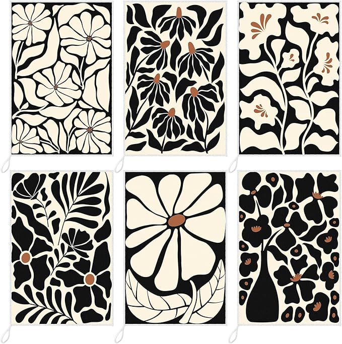 Breling Boho Kitchen Towels Set of 6 Boho Floral Dish Towels Cute Tea Towel