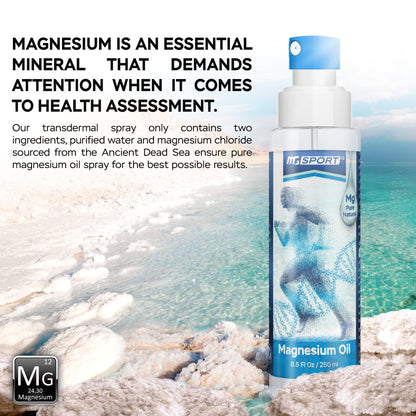 High Absorption Pure Magnesium Oil Spray – 250 ml – 100% Pure Magnesium Chloride from The Dead Sea, Without Preservatives – Supports Sleep, Muscle Recovery and Leg Cramps