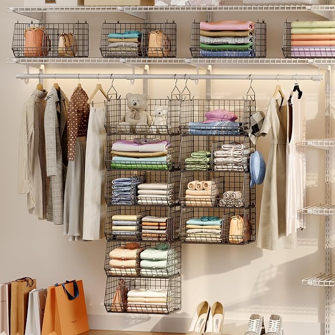 6 Tier Extra Large Hanging Storage Organizer, Hanging Closet Shelves