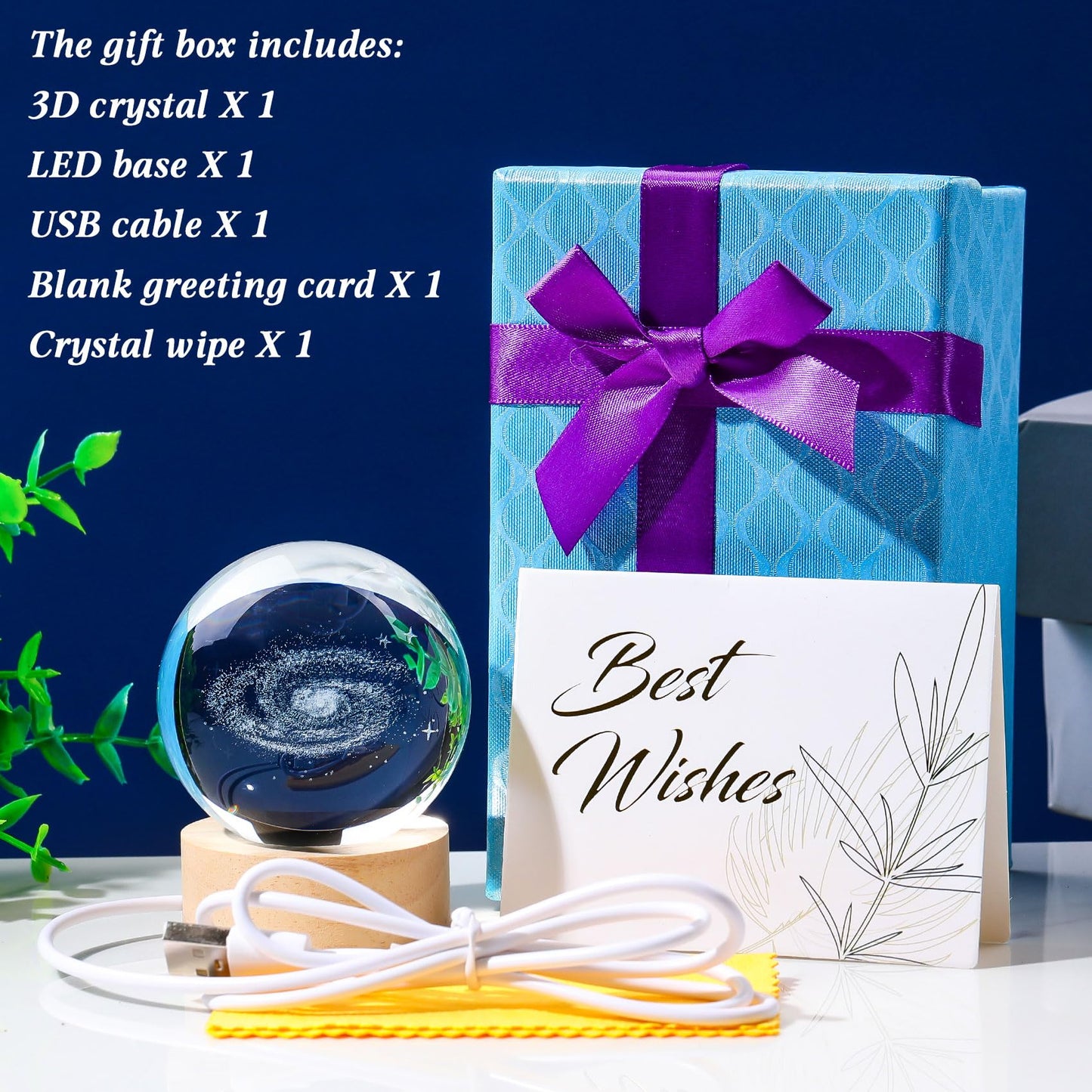 Movdyka 3D Crystal Galaxy Ball Space Decor Lamp Science Astronomy Gifts for Kids, Laser Engraved Galaxy Model Universe Night Light Gift Idea for Graduation Mothers Day Christmas