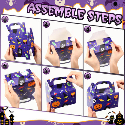 Zhanmai 36 Pack Halloween Treat Goodie Boxes Halloween Ghost Cookie Container Cupcake Snack Box with Handle Party Favor