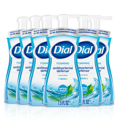 Dial Antibacterial Foaming Hand Wash, Spring Water, 7.5 fl oz (Pack of 6)