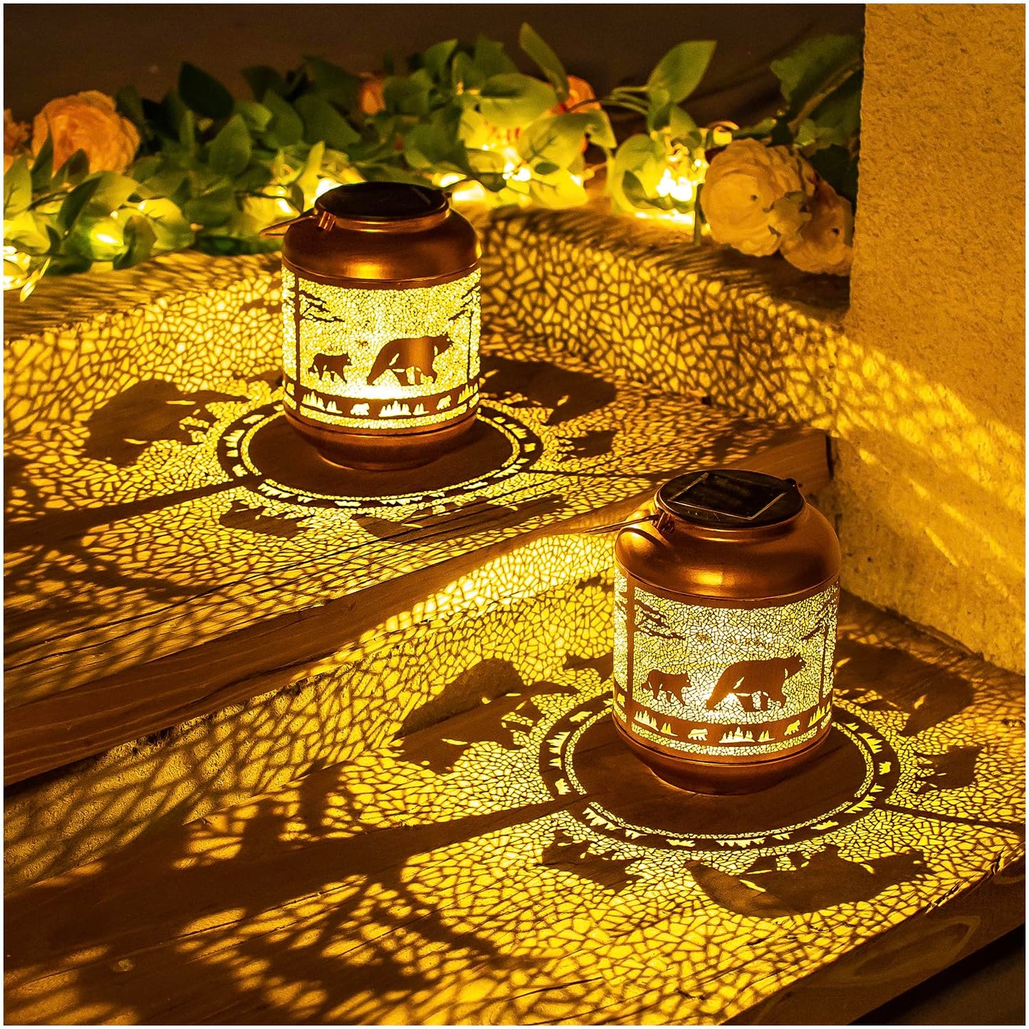Mothers Day Gifts for Mom Bear Solar Lanterns Outdoor Waterproof,Hanging Solar Lights Bear Gifts for Women Men Metal LED Decorative Light for Yard,Patio,Lawn,Tabletop,Pathway,Landscape,Garden Decor