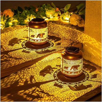 Mothers Day Gifts for Mom Bear Solar Lanterns Outdoor Waterproof,Hanging Solar Lights Bear Gifts for Women Men Metal LED Decorative Light for Yard,Patio,Lawn,Tabletop,Pathway,Landscape,Garden Decor