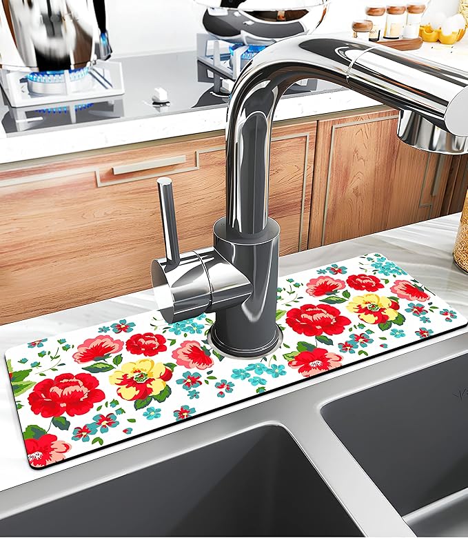 Kitchen Sink Splash Guard Faucet Mat Super Absorbent Fast Drying Mat Sink
