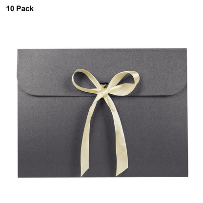 10pcs Paper Envelope Gift Bags with Ribbon Bowknot Holiday Envelope Party Gift Card Packaging Bag Wedding Presents Box for Underwear Silk Scarf Greeting Cards
