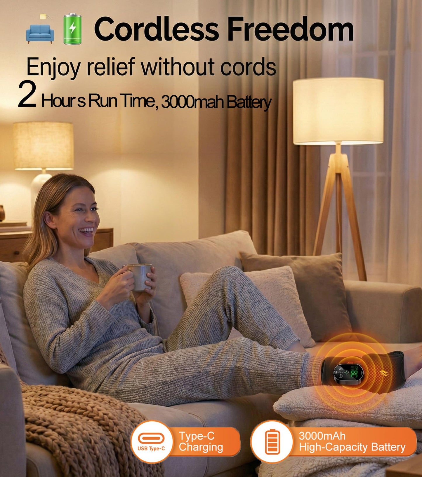 TOSOENPHY Foot Massager for Neuropathy Plantar Fasciitis Pain Relief, Cordless Heated Vibrating Cloud-Soft Ankle Wrap Feet Massage, Portable 2H Run Time, 6 Heats, 3 Modes, Auto-Off Timer,1 Pair