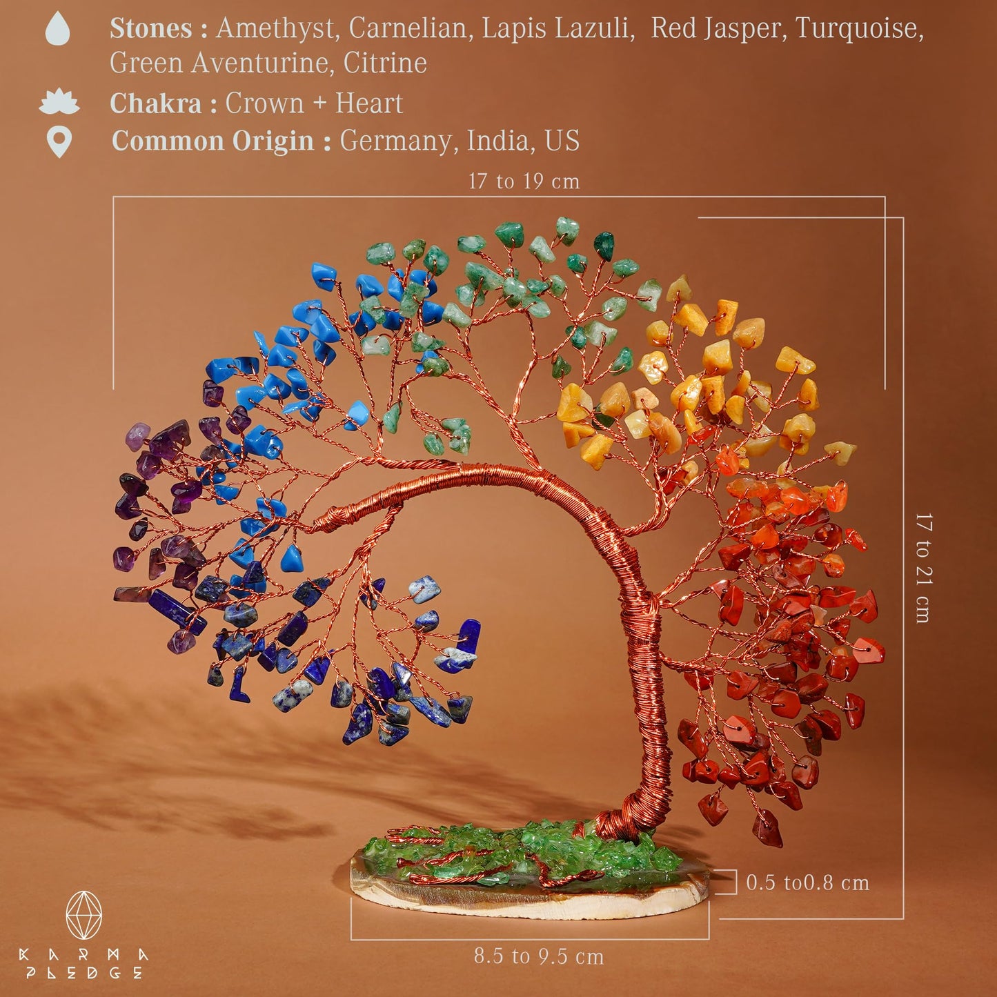 KARMAPLEDGE 7 Chakra Tree of Life for Home, Office, Room, Wall Decor to Bring Money & Good Luck, Handmade Healing Crystal Tree Gifts for Women, Men, Mom & Dad, Unique Gifts for Birthday & Anniversary