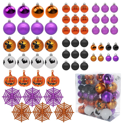 61PCS Halloween Tree Ornaments Ball Hanging Decorations Pumpkin Bat Witches Spider Halloween Decor Home Decor Indoor for Party Holiday