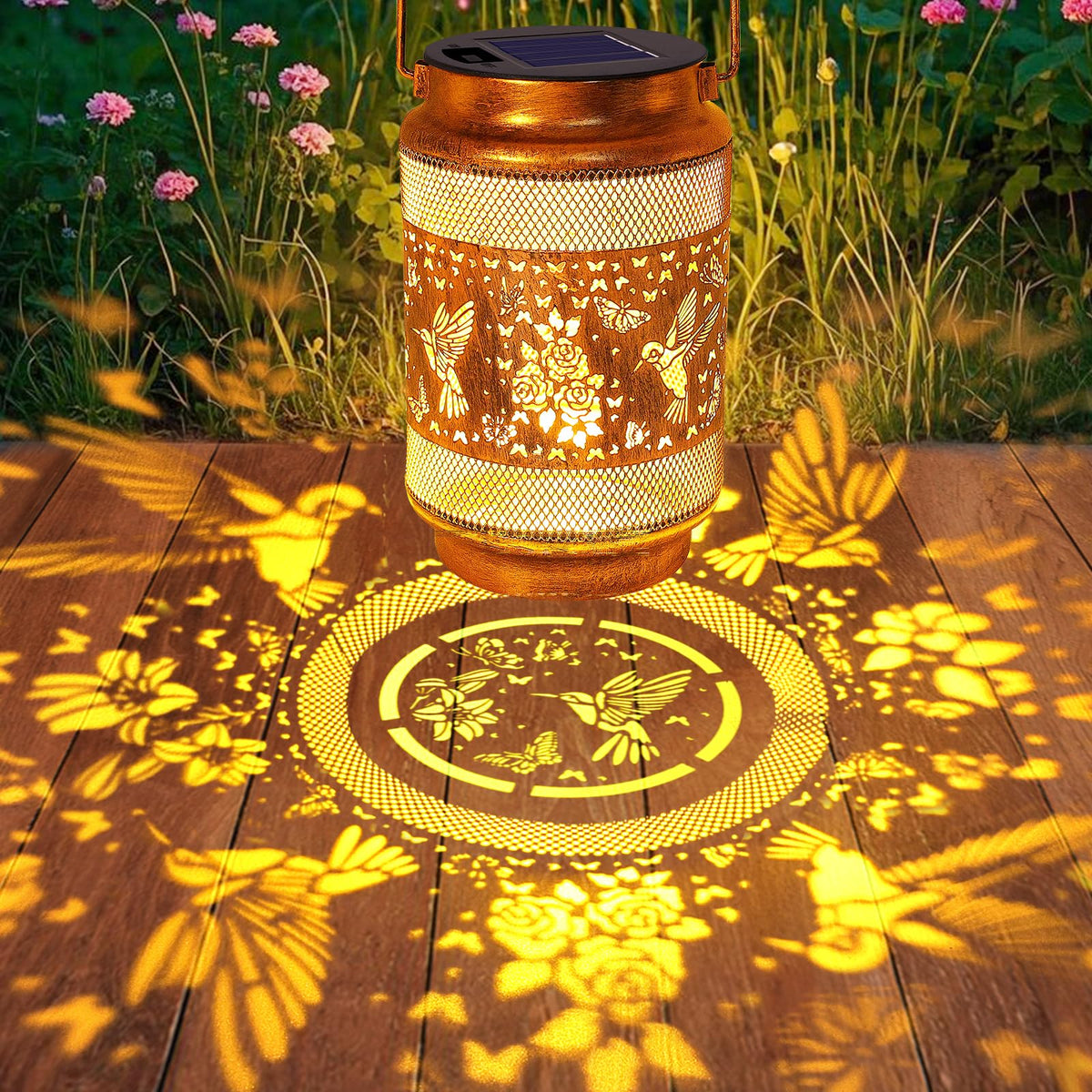 Hummingbird Solar Lanterns Outdoor Waterproof with Shepherd Hook, Gifts for Mothers Day Birthday Women Mom Grandma, Metal Solar Hanging Lights Garden Decor for Outside Yard Patio Pathway Porch