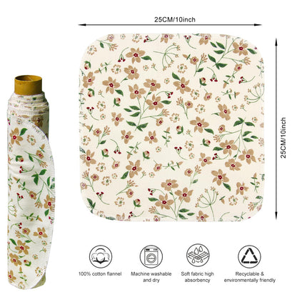 PINOWU Reusable Paper Towels Cotton Cloths (12pcs), Absorbent Kitchen Dishcloths (25x25cm) Washable Paperless Towels Zero Waste Alternative Napkins for Kitchen Household