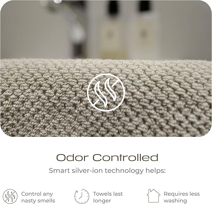 Luxury Silver-Infused Beige Washcloths 4-Pack, 12.9"x12.9"