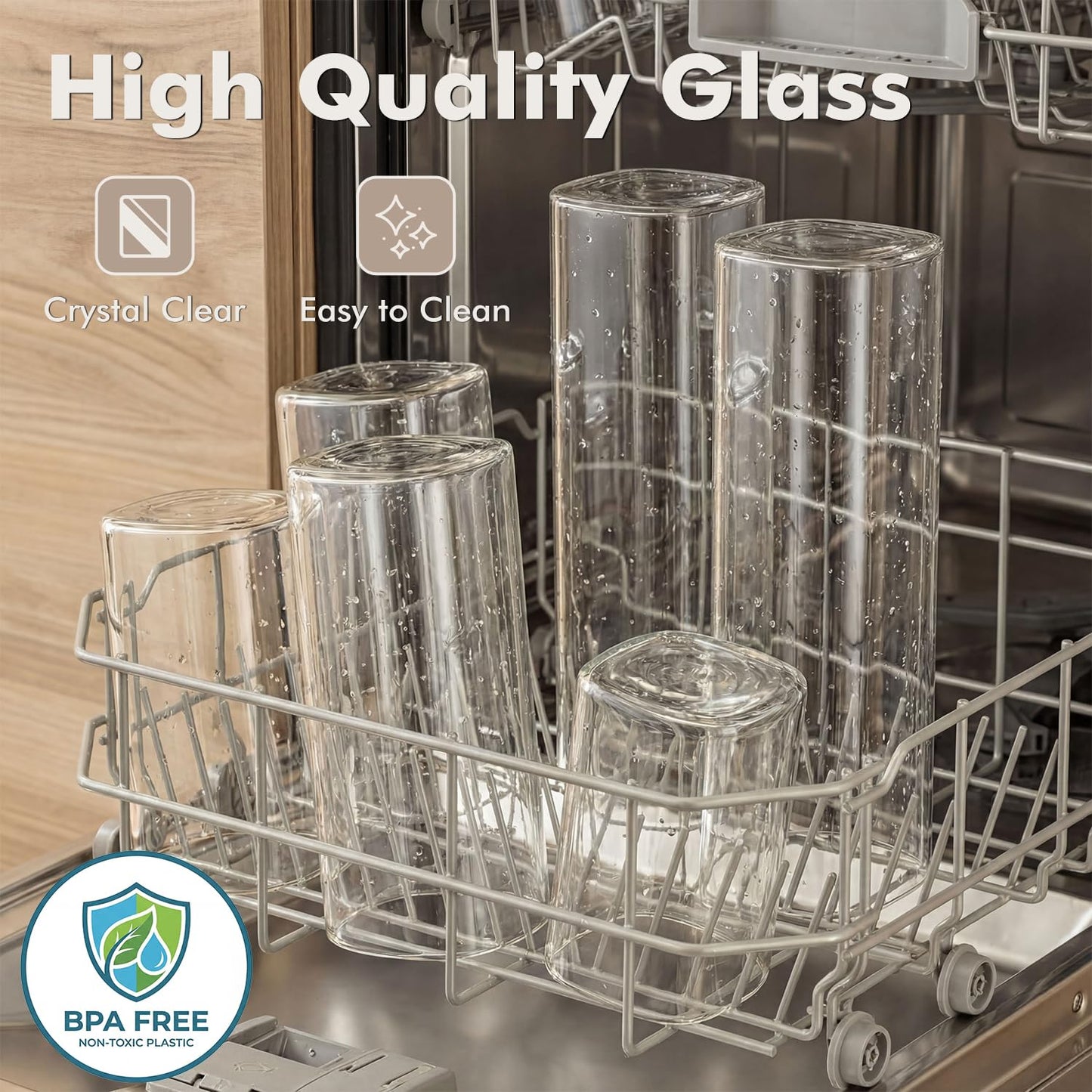 Xoniwis 3-Pack 2.2Qt Rectangle Glass Spaghetti Jars with Bamboo Lids