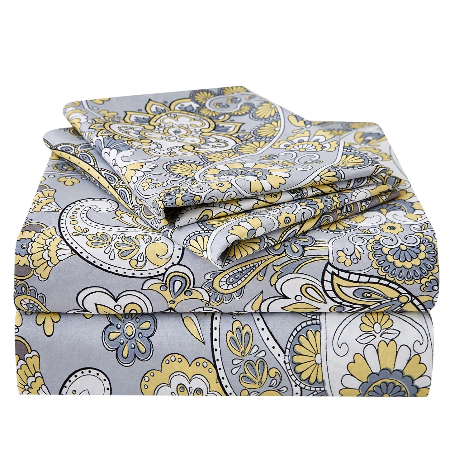 JSD Paisley Sheet Set Full Size, 4 Piece Retro Pattern Microfiber Bedding Sheets Extra Deep Pocket