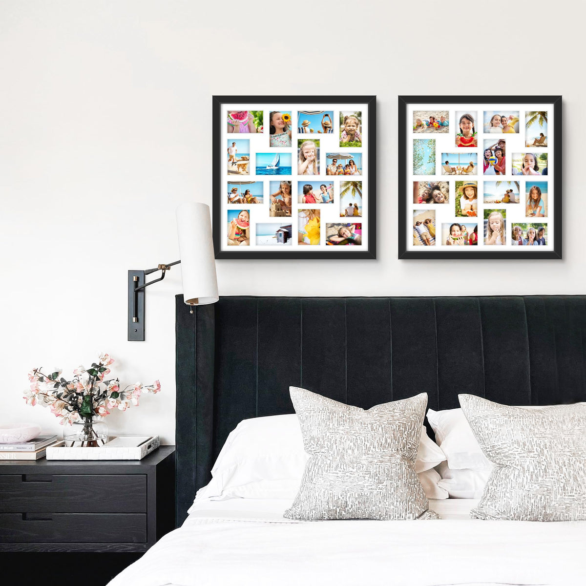 DUENPY 22x22 Picture Frame 4x6 Collage Picture Frame Displays Sixteen 4x6 inch Photos Collage Wall Decor Wall Hanging Black