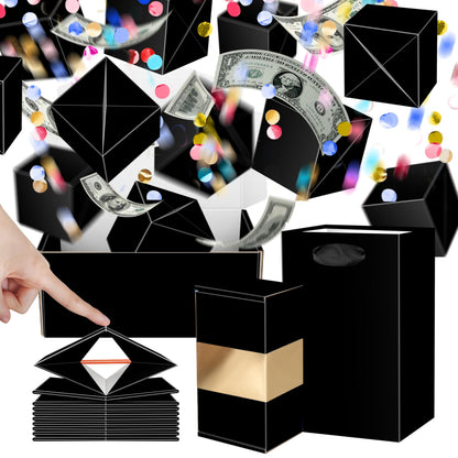 ysmile Surprise Box Gift Box for Cash Gift, DIY Explosion Money Box for Boy Girl Men Women Birthday Anniversary Pop Up - Black