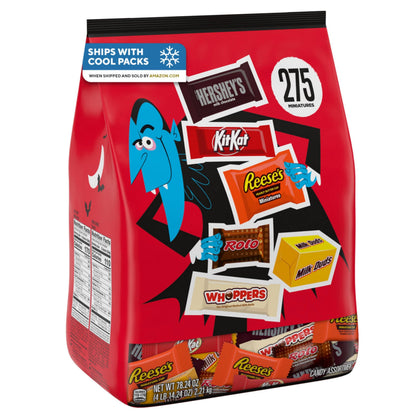Hershey Miniatures Assorted Flavored, Halloween Candy Bulk Bag, 78.24 oz (275 Pieces)