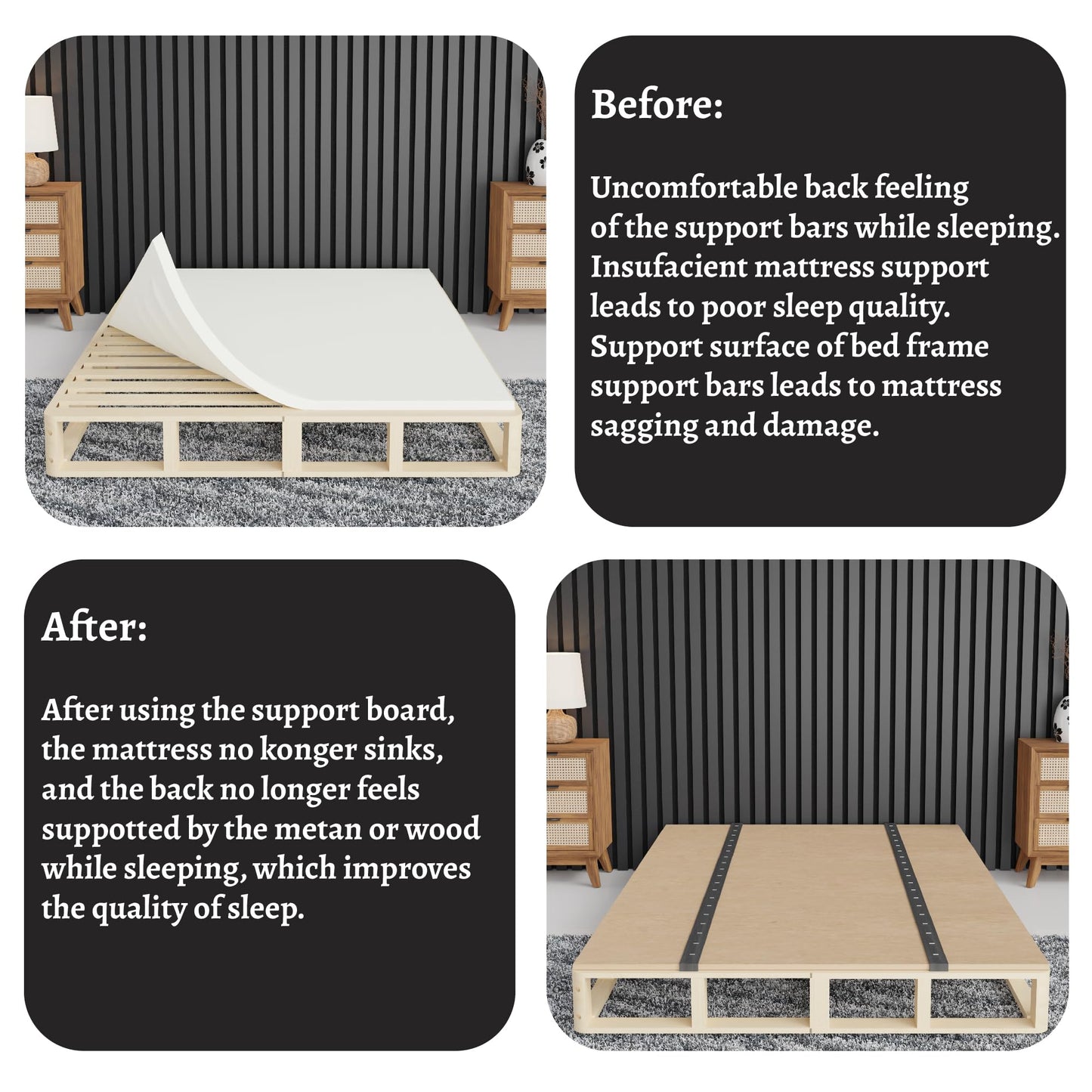 Greaton, Folding Bunkie Board – Low-Profile 74″ x 37.5″ Mattress Support Platform for Daybeds, Bunk Beds, Futons & Metal/Wood Frames – Prevents Sagging, Easy to Install & Store